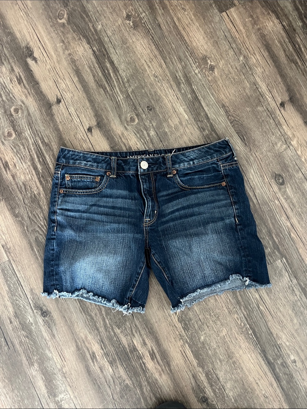 American Eagle Outfitters Medium Blue Frayed Hem Denim Shorts